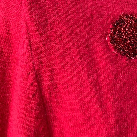 Talbots Tinsel Polkadot Wool Blend Sweater in Festive Berry Red - Picture 7 of 15
